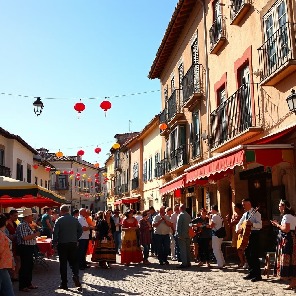 Evento comunitario en un pueblo antiguo